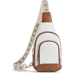 Leather Sling Bag for Women Vintage Crossbody Purse with Guitar Strap Bohemian